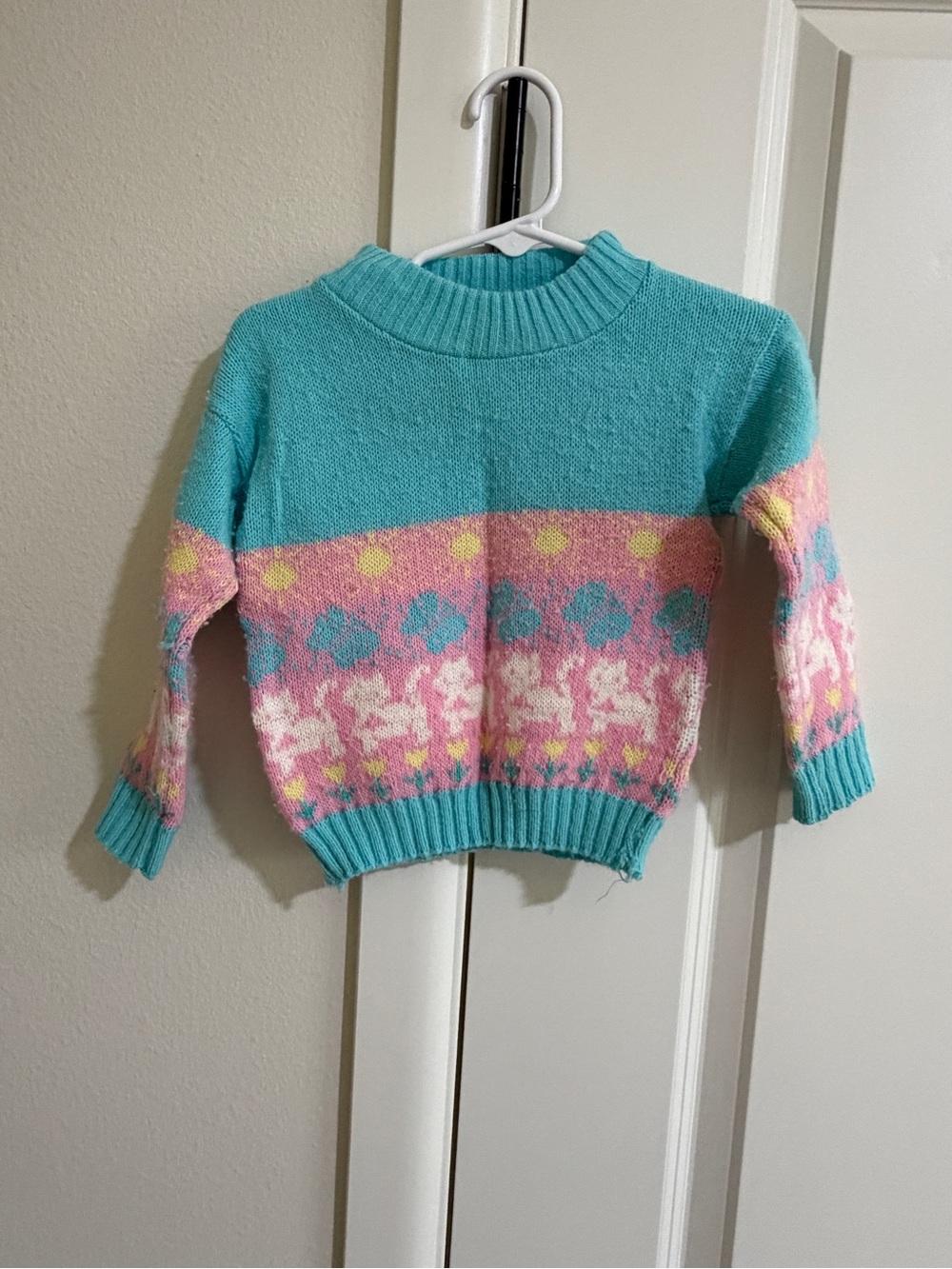 Turquoise & Pink Vintage Toddler Girls' Sweater